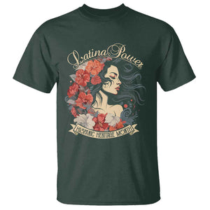 Latina Power T Shirt Hispanic Heritage Month Vintage Women Flowers TS11 Dark Forest Green Print Your Wear