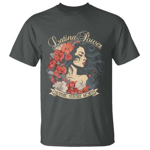 Latina Power T Shirt Hispanic Heritage Month Vintage Women Flowers TS11 Dark Heather Print Your Wear