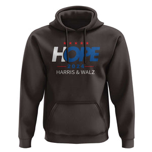 Harris Walz 2024 Supporter Hoodie Hope Ope Presidential Election Stars TS11 Dark Chocolate Print Your Wear