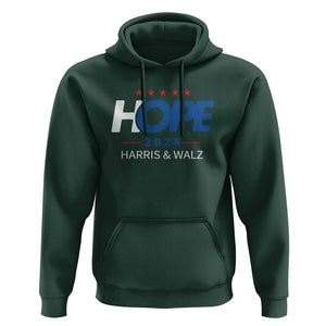 Harris Walz 2024 Supporter Hoodie Hope Ope Presidential Election Stars TS11 Dark Forest Green Print Your Wear