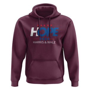 Harris Walz 2024 Supporter Hoodie Hope Ope Presidential Election Stars TS11 Maroon Print Your Wear