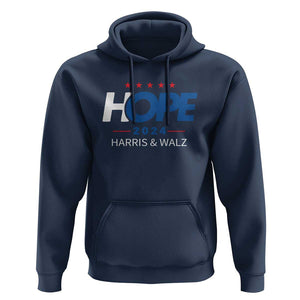 Harris Walz 2024 Supporter Hoodie Hope Ope Presidential Election Stars TS11 Navy Print Your Wear