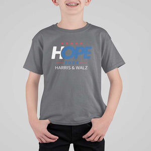 Harris Walz 2024 Supporter T Shirt For Kid Hope Ope Presidential Election Stars TS11 Charcoal Print Your Wear