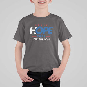 Harris Walz 2024 Supporter T Shirt For Kid Hope Ope Presidential Election Stars TS11 Dark Chocolate Print Your Wear