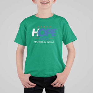 Harris Walz 2024 Supporter T Shirt For Kid Hope Ope Presidential Election Stars TS11 Irish Green Print Your Wear