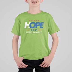 Harris Walz 2024 Supporter T Shirt For Kid Hope Ope Presidential Election Stars TS11 Lime Print Your Wear