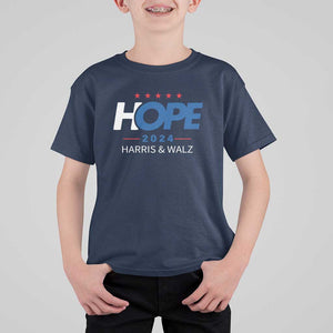 Harris Walz 2024 Supporter T Shirt For Kid Hope Ope Presidential Election Stars TS11 Navy Print Your Wear