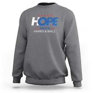 Harris Walz 2024 Supporter Sweatshirt Hope Ope Presidential Election Stars TS11 Charcoal Print Your Wear