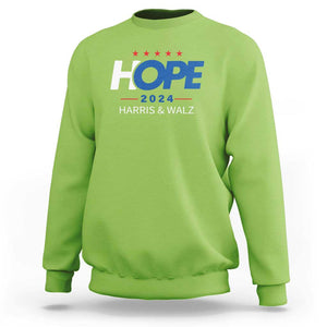 Harris Walz 2024 Supporter Sweatshirt Hope Ope Presidential Election Stars TS11 Lime Print Your Wear