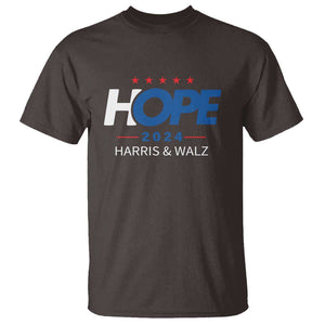 Harris Walz 2024 Supporter T Shirt Hope Ope Presidential Election Stars TS11 Dark Chocolate Print Your Wear