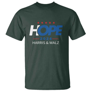 Harris Walz 2024 Supporter T Shirt Hope Ope Presidential Election Stars TS11 Dark Forest Green Print Your Wear