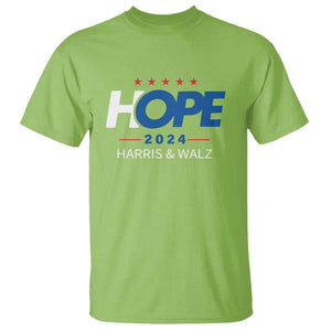 Harris Walz 2024 Supporter T Shirt Hope Ope Presidential Election Stars TS11 Lime Print Your Wear