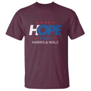 Harris Walz 2024 Supporter T Shirt Hope Ope Presidential Election Stars TS11 Maroon Print Your Wear