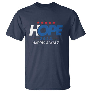 Harris Walz 2024 Supporter T Shirt Hope Ope Presidential Election Stars TS11 Navy Print Your Wear