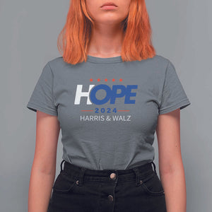 Harris Walz 2024 Supporter T Shirt For Women Hope Ope Presidential Election Stars TS11 Charcoal Print Your Wear