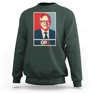 Harris Walz 2024 Sweatshirt Ope Tim Presidential Election Portrait TS11 Dark Forest Green Print Your Wear