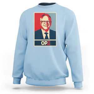 Harris Walz 2024 Sweatshirt Ope Tim Presidential Election Portrait TS11 Light Blue Print Your Wear