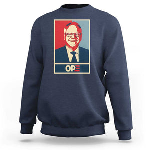 Harris Walz 2024 Sweatshirt Ope Tim Presidential Election Portrait TS11 Navy Print Your Wear