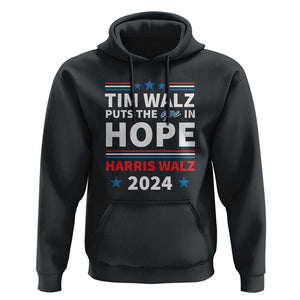 Harris Walz 2024 Supporter Hoodie Tim Walz Puts The Ope In Hope Stars TS11 Black Print Your Wear