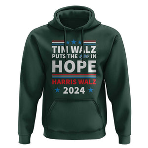 Harris Walz 2024 Supporter Hoodie Tim Walz Puts The Ope In Hope Stars TS11 Dark Forest Green Print Your Wear