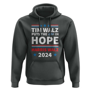 Harris Walz 2024 Supporter Hoodie Tim Walz Puts The Ope In Hope Stars TS11 Dark Heather Print Your Wear