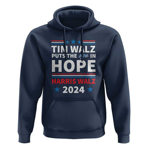 Harris Walz 2024 Supporter Hoodie Tim Walz Puts The Ope In Hope Stars TS11 Navy Print Your Wear