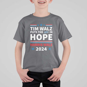 Harris Walz 2024 Supporter T Shirt For Kid Tim Walz Puts The Ope In Hope Stars TS11 Charcoal Print Your Wear