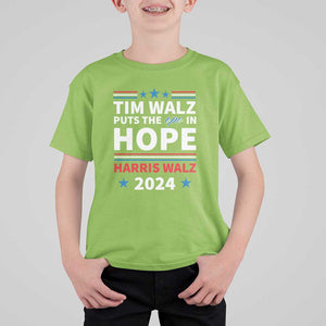 Harris Walz 2024 Supporter T Shirt For Kid Tim Walz Puts The Ope In Hope Stars TS11 Lime Print Your Wear