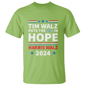 Harris Walz 2024 Supporter T Shirt Tim Walz Puts The Ope In Hope Stars TS11 Lime Print Your Wear