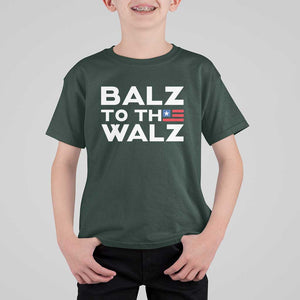 Funny Harris Walz Supporter T Shirt For Kid Balz To The Walz American Flag TS11 Dark Forest Green Print Your Wear