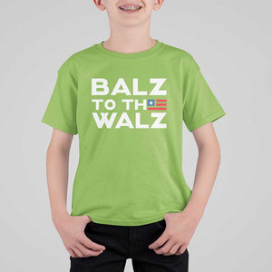 Funny Harris Walz Supporter T Shirt For Kid Balz To The Walz American Flag TS11 Lime Print Your Wear