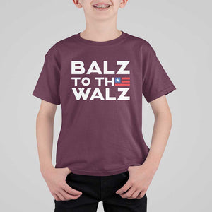 Funny Harris Walz Supporter T Shirt For Kid Balz To The Walz American Flag TS11 Maroon Print Your Wear