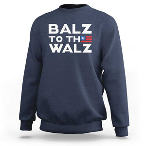 Funny Harris Walz Supporter Sweatshirt Balz To The Walz American Flag TS11 Navy Print Your Wear