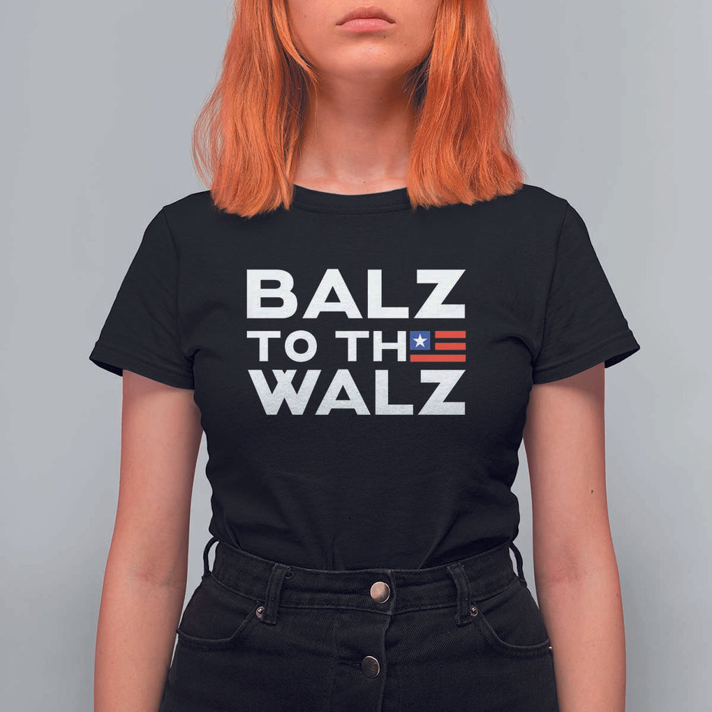 Funny Harris Walz Supporter T Shirt For Women Balz To The Walz American Flag TS11 Black Print Your Wear