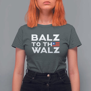 Funny Harris Walz Supporter T Shirt For Women Balz To The Walz American Flag TS11 Dark Heather Print Your Wear