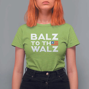 Funny Harris Walz Supporter T Shirt For Women Balz To The Walz American Flag TS11 Lime Print Your Wear