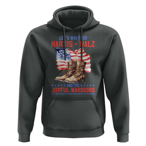 Harris Walz Hoodie Let's Win This And The Joyful Warriors American Flag TS11 Dark Heather Print Your Wear