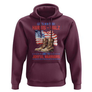 Harris Walz Hoodie Let's Win This And The Joyful Warriors American Flag TS11 Maroon Print Your Wear