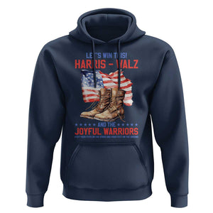 Harris Walz Hoodie Let's Win This And The Joyful Warriors American Flag TS11 Navy Print Your Wear