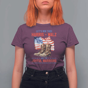 Harris Walz T Shirt For Women Let's Win This And The Joyful Warriors American Flag TS11 Maroon Print Your Wear