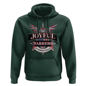 Harris Walz Hoodie Joyful Warriors Vintage Sword American Flag TS11 Dark Forest Green Print Your Wear