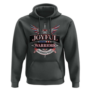 Harris Walz Hoodie Joyful Warriors Vintage Sword American Flag TS11 Dark Heather Print Your Wear