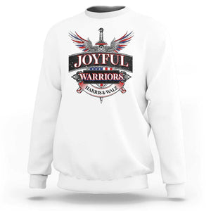 Harris Walz Sweatshirt Joyful Warriors Vintage Sword American Flag TS11 White Print Your Wear