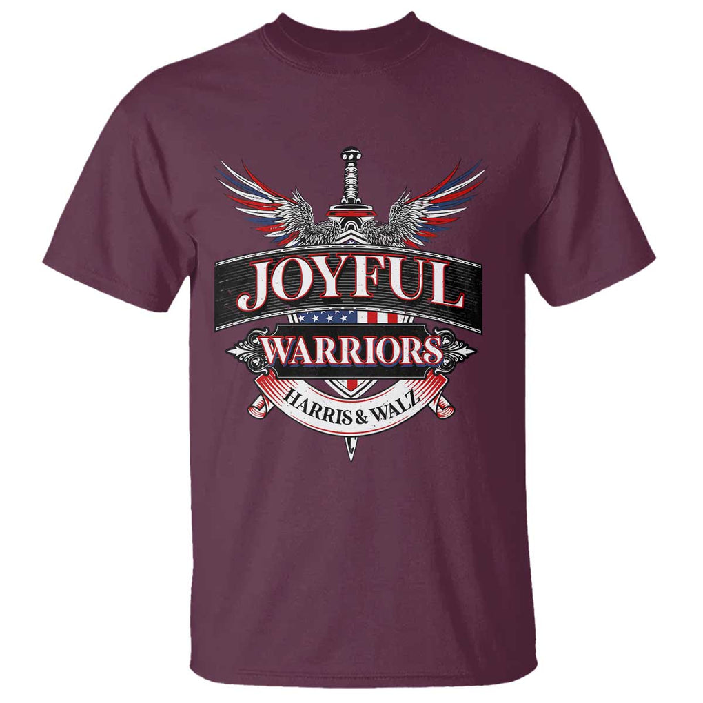 Harris Walz T Shirt Joyful Warriors Vintage Sword American Flag TS11 Maroon Print Your Wear