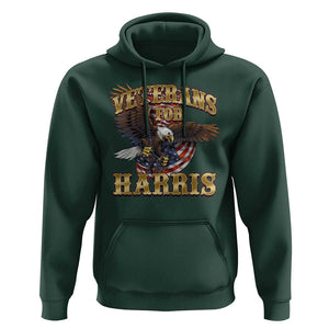 Veterans For Harris 2024 Hoodie Military Vintage Eagle Gun American Flag TS11 Dark Forest Green Print Your Wear