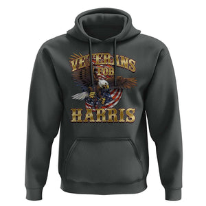 Veterans For Harris 2024 Hoodie Military Vintage Eagle Gun American Flag TS11 Dark Heather Print Your Wear