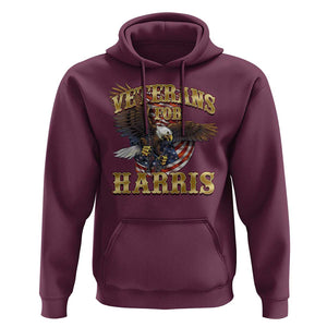 Veterans For Harris 2024 Hoodie Military Vintage Eagle Gun American Flag TS11 Maroon Print Your Wear