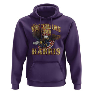 Veterans For Harris 2024 Hoodie Military Vintage Eagle Gun American Flag TS11 Purple Print Your Wear