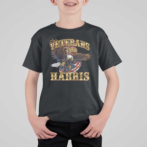 Veterans For Harris 2024 T Shirt For Kid Military Vintage Eagle Gun American Flag TS11 Black Print Your Wear