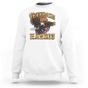 Veterans For Harris 2024 Sweatshirt Military Vintage Eagle Gun American Flag TS11 White Print Your Wear